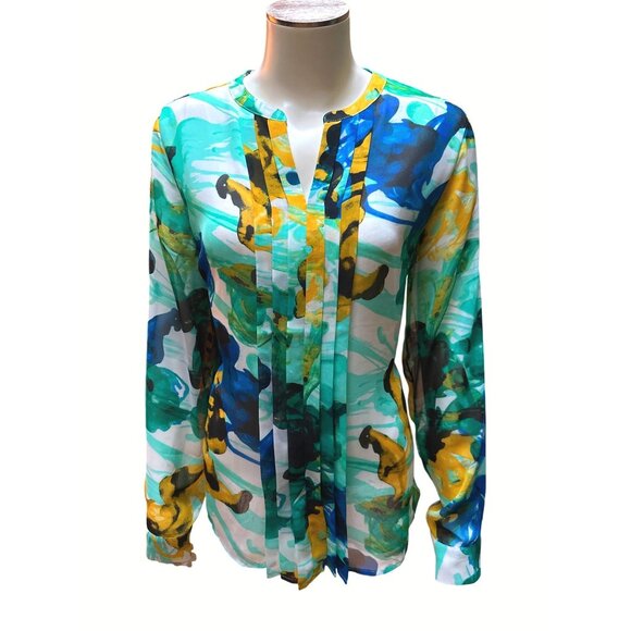 Calvin Klein Floral Print Sheer Tunic Blouse with Lining Size M - Picture 2 of 10